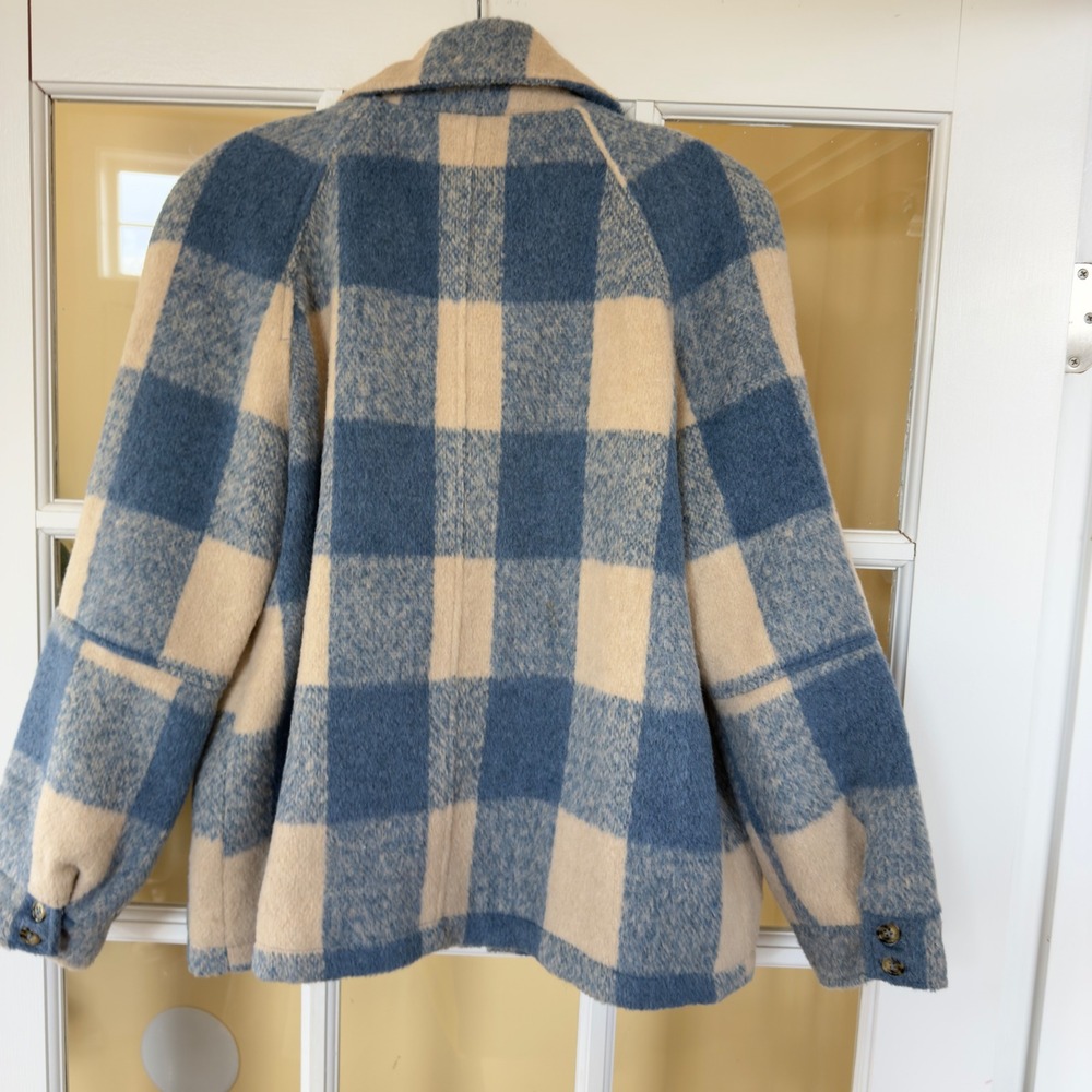 Anthropologie Avec Les Filles Blue Plaid Zip Front Buffalo Check Shacket Size L - Picture 8 of 8